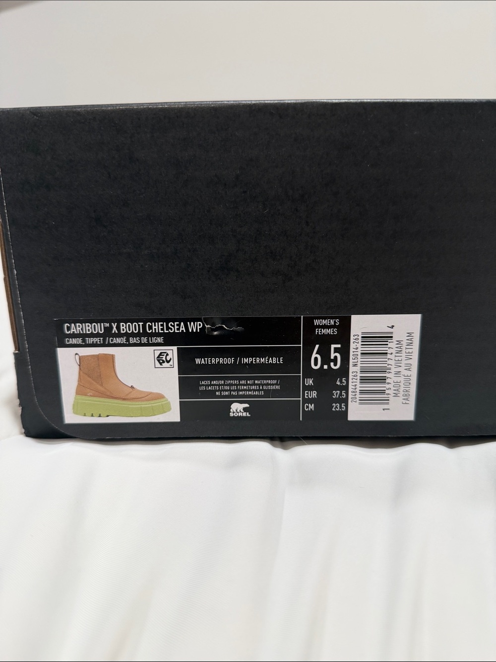 Sorel Caribou X Boot Chelsea WP in tan with green sole - Picture 2 of 3